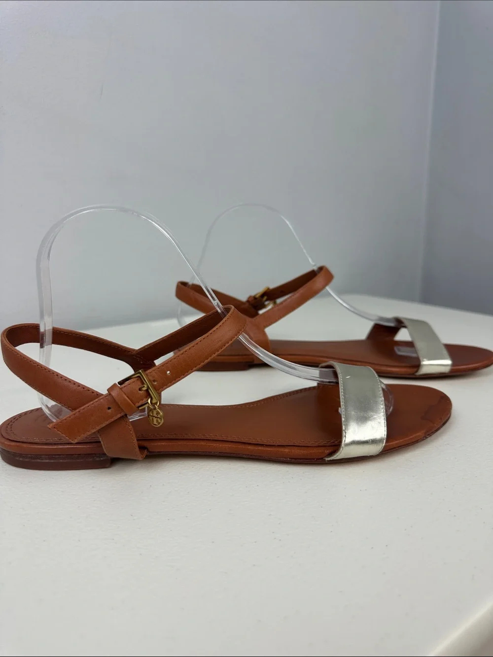 Tory Burch Laurel metallic flat sandal Sz 10.5